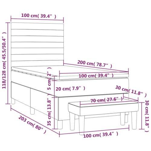 Box spring krevet s madracem svjetlosivi 100x200 cm baršunasti - Svjetlosiva 100 x 200 cm vodoravne pruge Cijena
