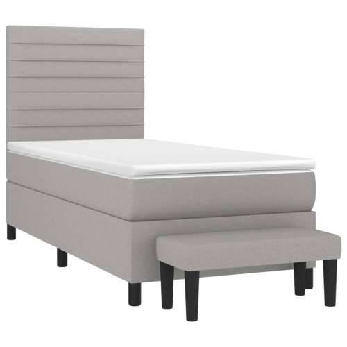 Box spring krevet s madracem svjetlosivi 90x190 cm od tkanine - Svjetlosiva 90 x 190 cm vodoravne pruge Cijena
