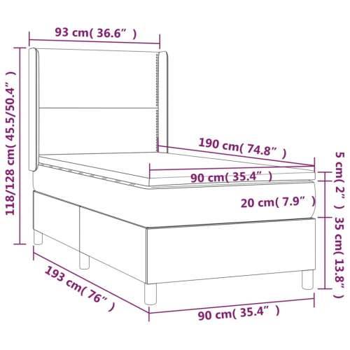 Box spring krevet s madracem svjetlosivi 90x190 cm od tkanine Svjetlosiva 90 x 190 cm Obično s čavlima Cijena