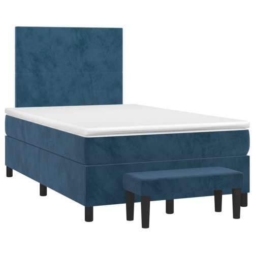 Box spring krevet s madracem tamnoplavi 120 x 200 cm baršunasti - Tamno plava 120 x 200 cm Gladak dizajn Cijena