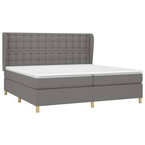 Krevet s oprugama i madracem tamnosivi 200 x 200 cm od tkanine - Tamno siva 200 x 200 cm gumbi Cijena