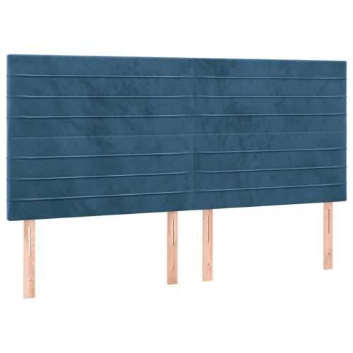 Krevet s oprugama i madracem tamnoplavi 160x200 cm baršunasti - Tamno plava 160 x 200 cm vodoravne pruge Cijena