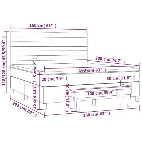 Krevet s oprugama i madracem tamnoplavi 160x200 cm baršunasti - Tamno plava 160 x 200 cm vodoravne pruge Cijena