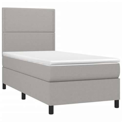 Box spring krevet s madracem svjetlosivi 90x190 cm od tkanine Svjetlosiva 90 x 190 cm Obično s čavlima Cijena
