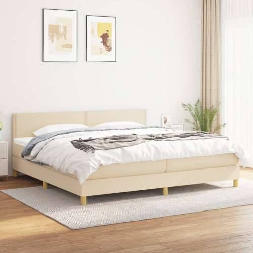Krevet s oprugama i madracem krem 200 x 200 cm od tkanine - Krema 200 x 200 cm Obično s čavlima Cijena