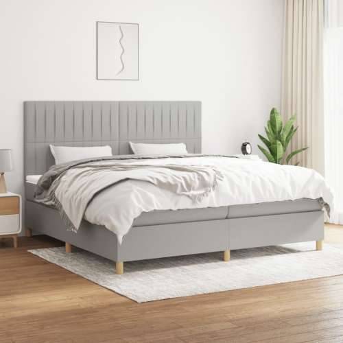 Krevet s oprugama i madracem svjetlosivi 200 x 200cm od tkanine - Svjetlosiva 200 x 200 cm Okomite pruge Cijena