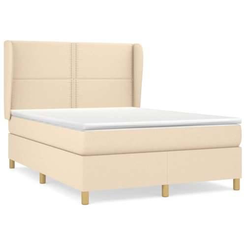 Krevet s oprugama i madracem krem 140 x 190 cm od tkanine - Krema 140 x 190 cm Obično s čavlima Cijena