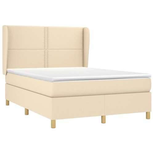 Krevet s oprugama i madracem krem 140 x 190 cm od tkanine - Krema 140 x 190 cm Obično s čavlima Cijena