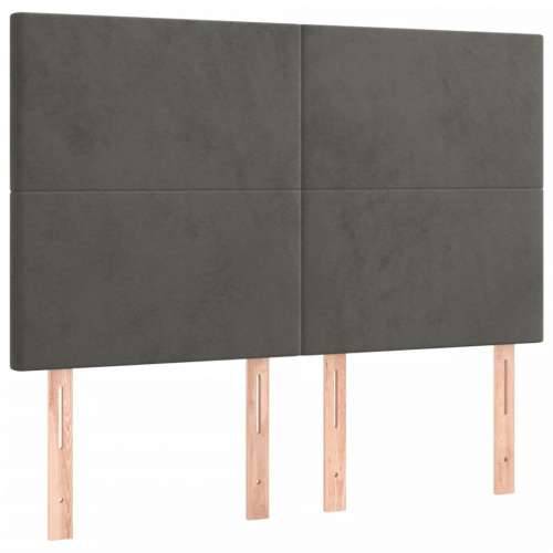 Krevet s oprugama i madracem tamnosivi 140x200 cm baršunasti - Tamno siva 140 x 200 cm Gladak dizajn Cijena