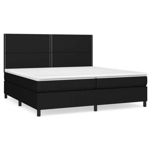 Krevet s oprugama i madracem crni 200x200 cm od tkanine - Crna 200 x 200 cm Obično s čavlima Cijena