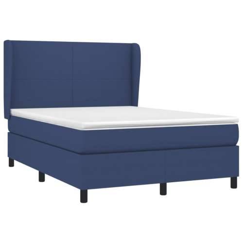 Krevet s oprugama i madracem plavi 140 x 190 cm od tkanine - Plava 140 x 190 cm Gladak dizajn Cijena