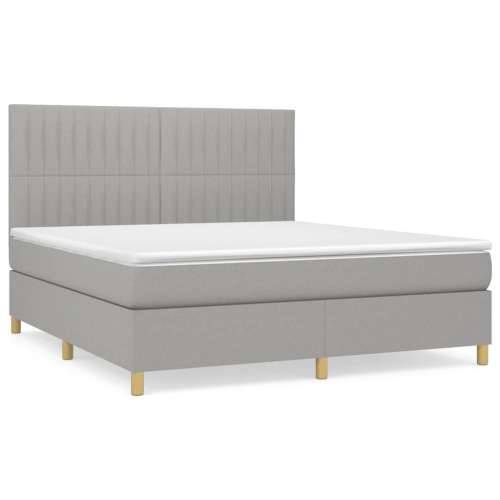 Krevet box spring s madracem svjetlosiva 160x200 cm tkanina - Svjetlosiva 160 x 200 cm Okomite pruge Cijena