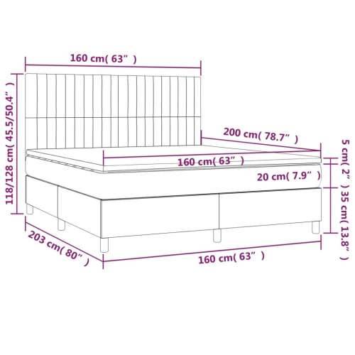 Krevet box spring s madracem svjetlosiva 160x200 cm tkanina - Svjetlosiva 160 x 200 cm Okomite pruge Cijena