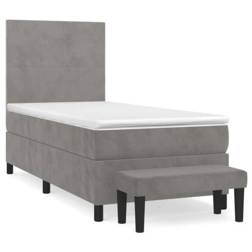 Box spring krevet s madracem svjetlosivi 80 x 200 cm baršunasti - Svjetlosiva 80 x 200 cm Gladak dizajn Cijena