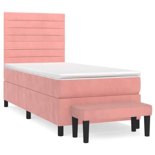 Box spring krevet s madracem ružičasti 100x200 cm baršunasti - Ružičasta 100 x 200 cm vodoravne pruge Cijena