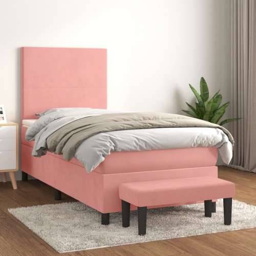 Box spring krevet s madracem ružičasti 100x200 cm baršunasti - Ružičasta 100 x 200 cm Gladak dizajn Cijena