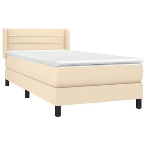 Krevet s oprugama i madracem krem 90 x 200 cm od tkanine - Krema 90 x 200 cm vodoravne pruge Cijena