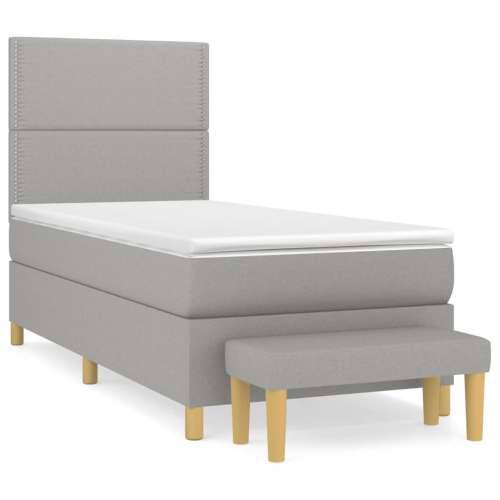 Krevet s oprugama i madracem svjetlosivi 100x200 cm od tkanine - Svjetlosiva 100 x 200 cm Obično s čavlima Cijena