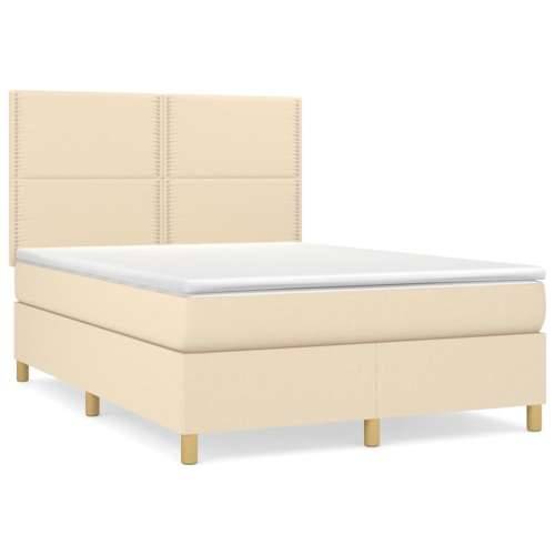 Krevet s oprugama i madracem krem 140 x 190 cm od tkanine - Krema 140 x 190 cm Obično s čavlima Cijena
