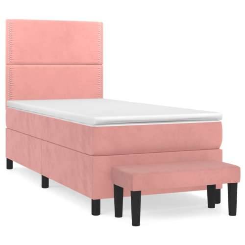 Box spring krevet s madracem ružičasti 100x200 cm baršunasti - Ružičasta 100 x 200 cm Obično s čavlima Cijena