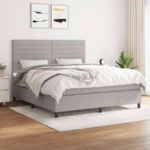 Krevet box spring s madracem svjetlosiva 160x200 cm tkanina - Svjetlosiva 160 x 200 cm vodoravne pruge Cijena