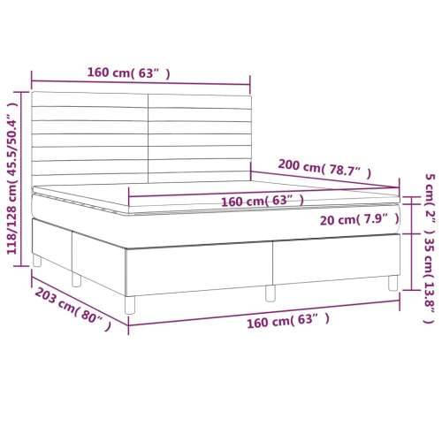 Krevet box spring s madracem svjetlosiva 160x200 cm tkanina - Svjetlosiva 160 x 200 cm vodoravne pruge Cijena