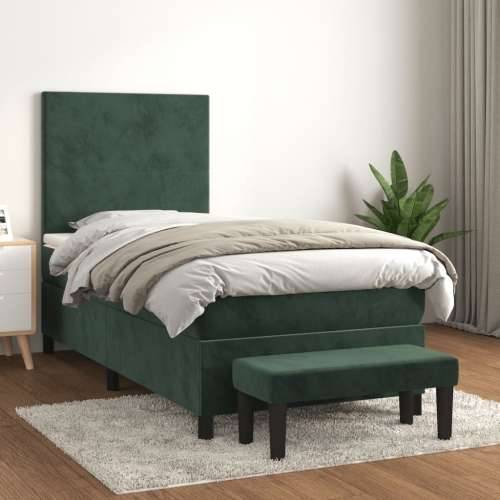 Box spring krevet s madracem tamnozeleni 90x190 cm baršunasti - Tamnozelena 90 x 190 cm Gladak dizajn Cijena