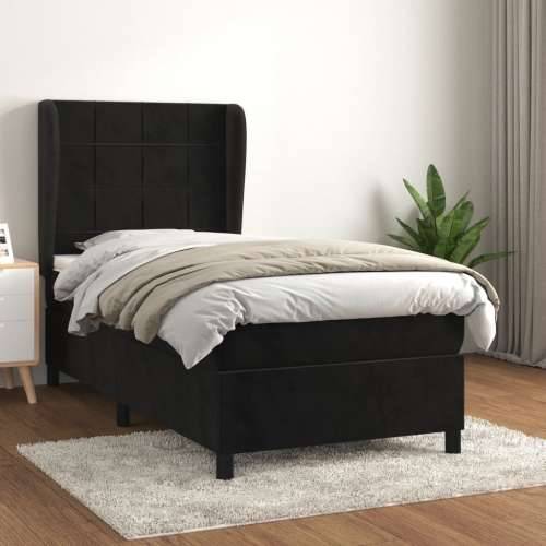 Box spring krevet s madracem crni 90x200 cm baršunasti - Crna 90 x 200 cm Blok s kvadratima Cijena