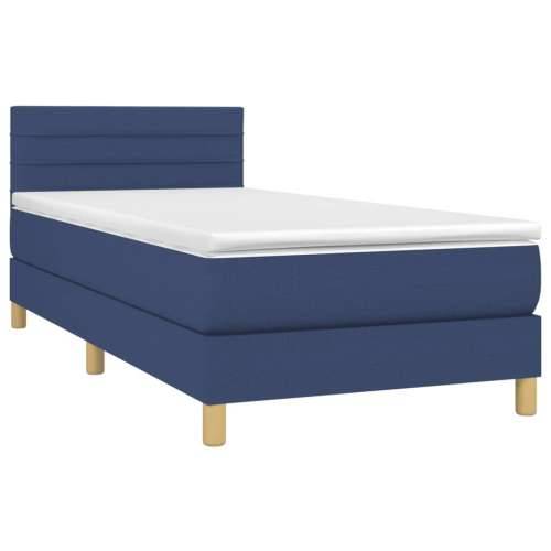 Krevet s oprugama i madracem plavi 100 x 200 cm od tkanine - Plava 100 x 200 cm vodoravne pruge Cijena