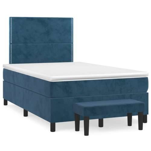 Box spring krevet s madracem tamnoplavi 120 x 200 cm baršunasti - Tamno plava 120 x 200 cm Obično s čavlima Cijena
