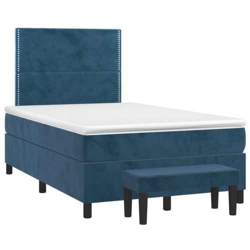 Box spring krevet s madracem tamnoplavi 120 x 200 cm baršunasti - Tamno plava 120 x 200 cm Obično s čavlima Cijena