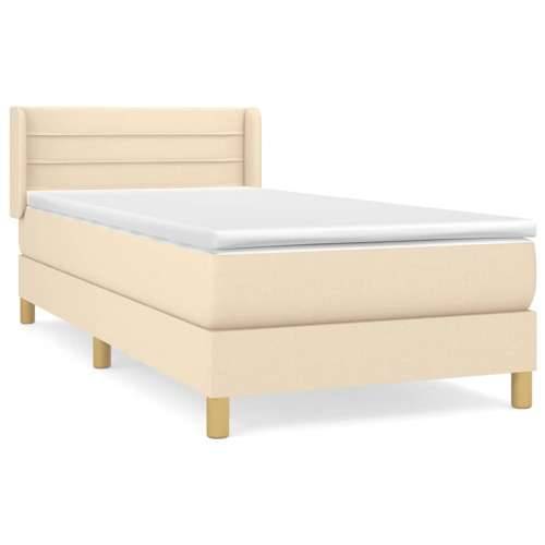 Krevet s oprugama i madracem krem 90 x 200 cm od tkanine - Krema 90 x 200 cm vodoravne pruge Cijena