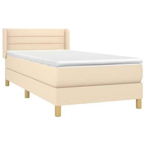 Krevet s oprugama i madracem krem 90 x 200 cm od tkanine - Krema 90 x 200 cm vodoravne pruge Cijena