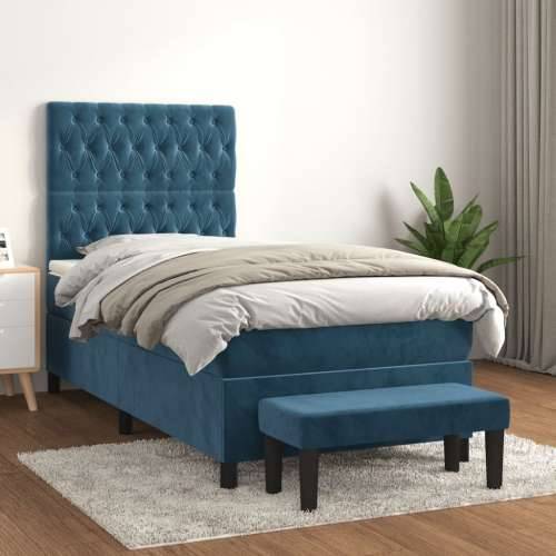 Box spring krevet s madracem tamnoplavi 80 x 200 cm baršunasti - Tamno plava 80 x 200 cm Dizajn s gumbima Cijena
