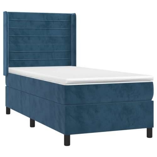 Box spring krevet s madracem tamnoplavi 80 x 200 cm baršunasti - Tamno plava 80 x 200 cm vodoravne pruge Cijena