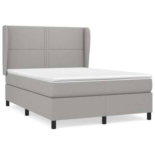 Krevet box spring s madracem svjetlosivi 140x200 cm od tkanine - Svjetlosiva 140 x 200 cm Obično s čavlima Cijena