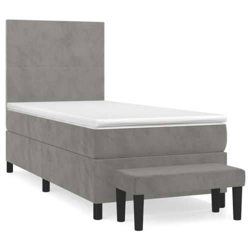 Box spring krevet s madracem svjetlosivi 100x200 cm baršunasti - Svjetlosiva 100 x 200 cm Gladak dizajn Cijena