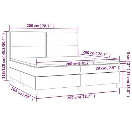 Krevet s oprugama i madracem tamnosivi 200 x 200 cm od tkanine - Tamno siva 200 x 200 cm Obično s čavlima Cijena