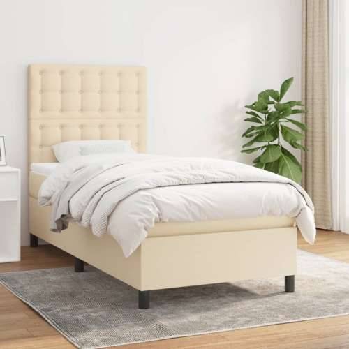 Krevet s oprugama i madracem krem 100 x 200 cm od tkanine - Krema 100 x 200 cm gumbi Cijena