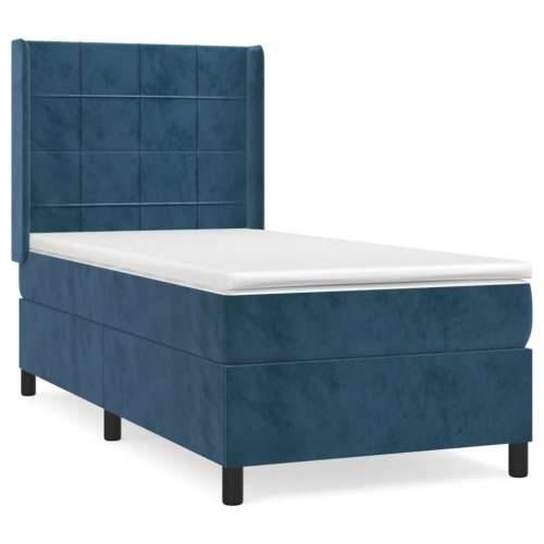 Box spring krevet s madracem tamnoplavi 80 x 200 cm baršunasti - Tamno plava 80 x 200 cm Blok s kvadratima Cijena