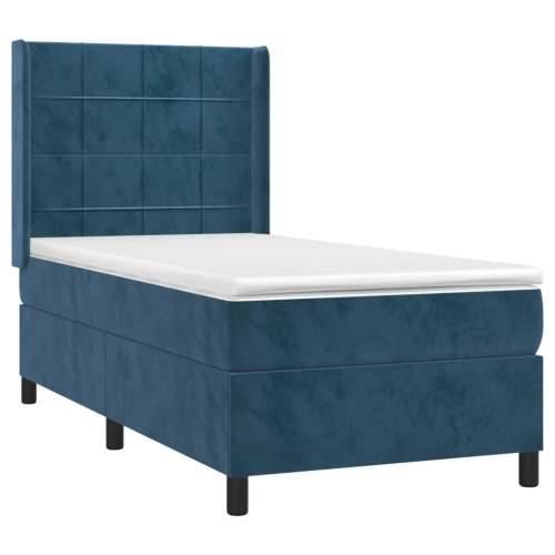 Box spring krevet s madracem tamnoplavi 80 x 200 cm baršunasti - Tamno plava 80 x 200 cm Blok s kvadratima Cijena