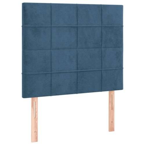 Box spring krevet s madracem tamnoplavi 80 x 200 cm baršunasti - Tamno plava 80 x 200 cm Blok s kvadratima Cijena