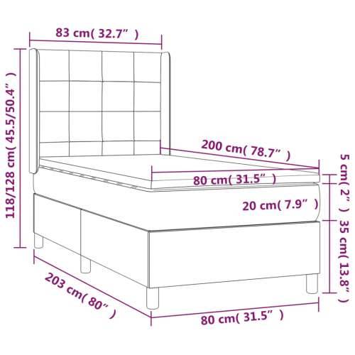 Box spring krevet s madracem tamnoplavi 80 x 200 cm baršunasti - Tamno plava 80 x 200 cm Blok s kvadratima Cijena