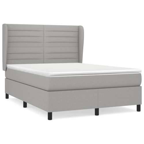 Krevet box spring s madracem svjetlosivi 140x200 cm od tkanine - Svjetlosiva 140 x 200 cm vodoravne pruge Cijena
