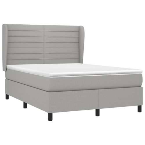Krevet box spring s madracem svjetlosivi 140x200 cm od tkanine - Svjetlosiva 140 x 200 cm vodoravne pruge Cijena