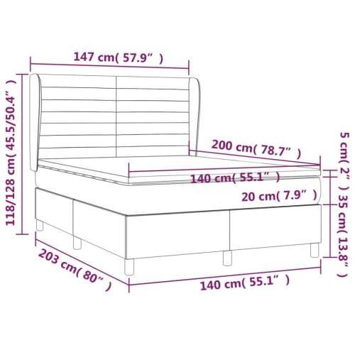 Krevet box spring s madracem svjetlosivi 140x200 cm od tkanine - Svjetlosiva 140 x 200 cm vodoravne pruge Cijena
