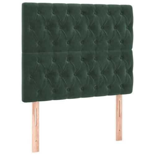 Box spring krevet s madracem tamnozeleni 90x190 cm baršunasti - Tamnozelena 90 x 190 cm Dizajn s gumbima Cijena