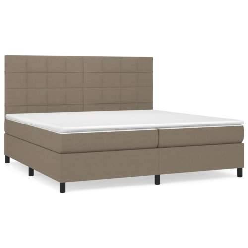 Krevet s oprugama i madracem smeđesivi 200x200 cm od tkanine - Sivo-smeđa 200 x 200 cm Blok s kvadratima Cijena