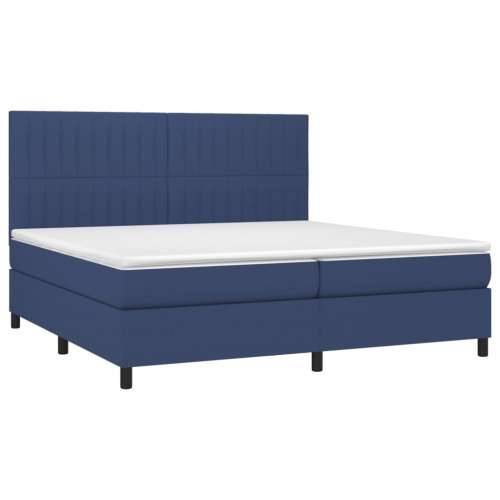 Krevet s oprugama i madracem plavi 200 x 200 cm od tkanine - Plava 200 x 200 cm Okomite pruge Cijena