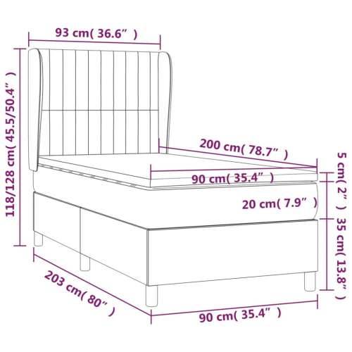Okvir kreveta s oprugama i madrac svjetlosivi 90x200cm tkanina - Svjetlosiva 90 x 200 cm Okomite pruge Cijena